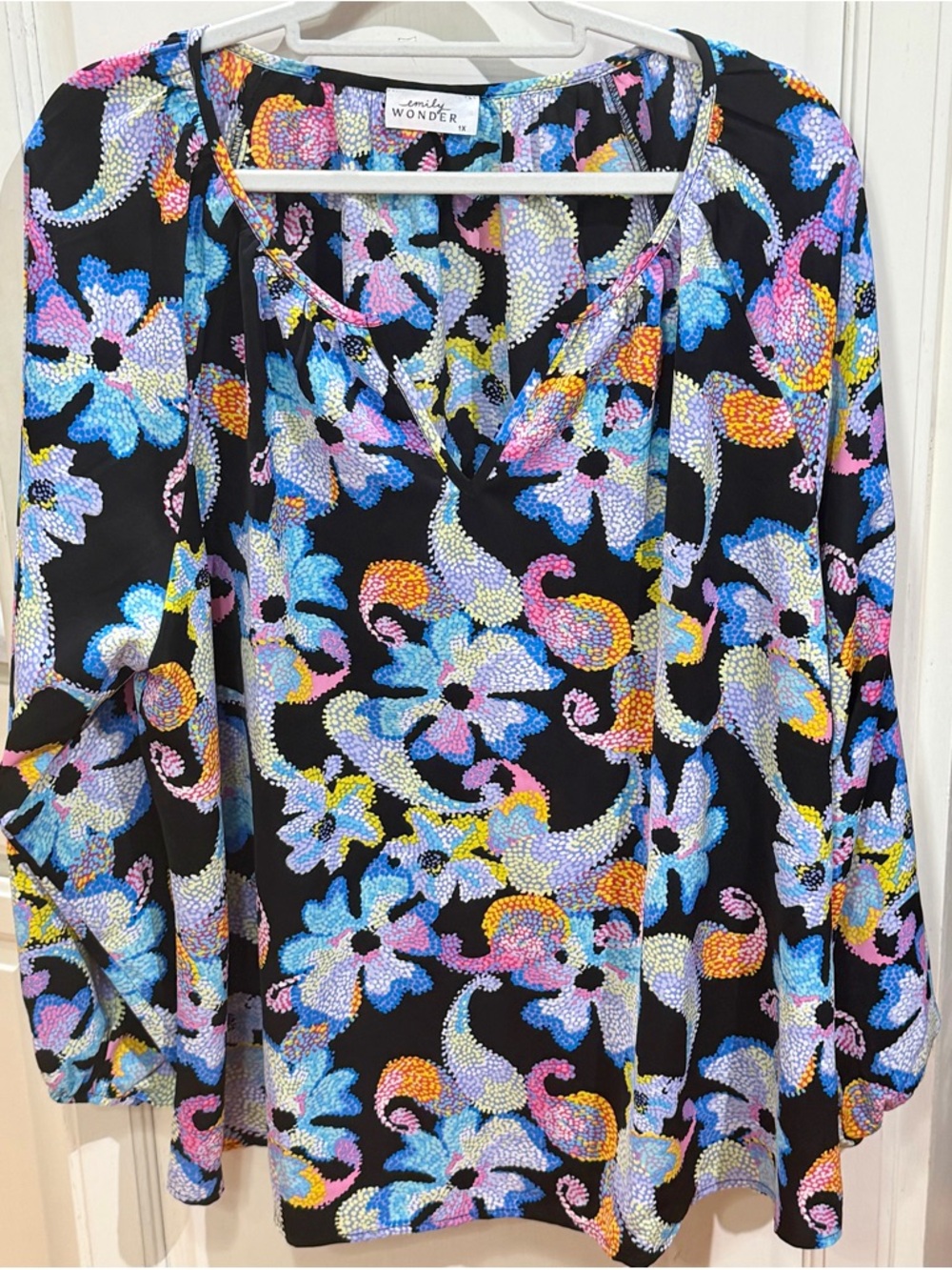 Emily Wonder Floral Blouse in Black